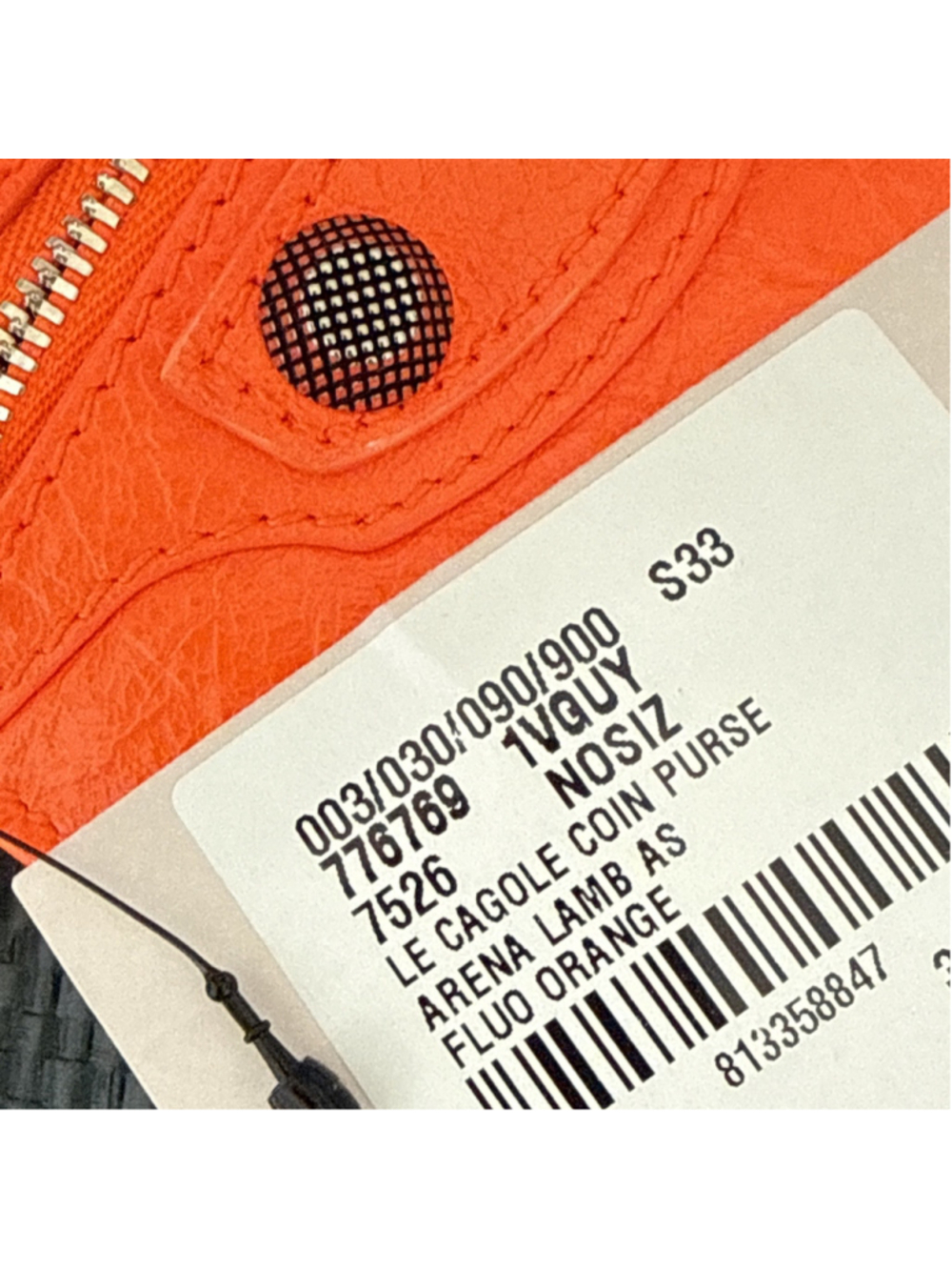 Balenciaga Le Cagole Coin Purse Card Holder Arena Lamb Fluorescent Orange NWT - Picture 9 of 9
